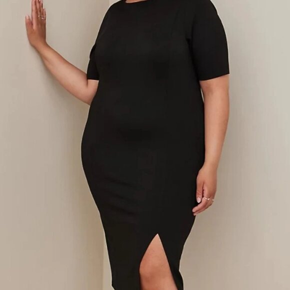 NWOT Torrid Bodycon Midi Dress Women Size Black Cupro Studio Chic 3X - Picture 4 of 16